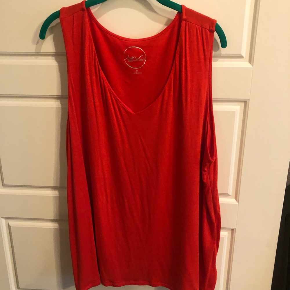 Like new INC red orange vneck sleeveless top 3x